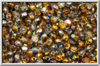 Bhm. Glasschliffperle, feuerpol., 3mm, crystal, trans., magic copper, 50 Stk.
