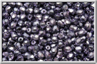 Bhm. Glasschliffperle, feuerpol., 3mm, black, op., heavy metal purple, 50 Stk.